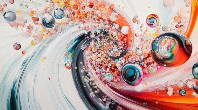 Spray-painted bubbles burst into the air, their colors flowing across the scene