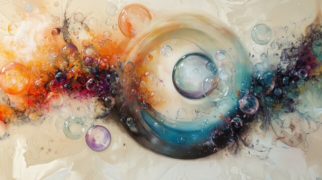 Spray-painted bubbles burst into the air, their colors flowing across the scene