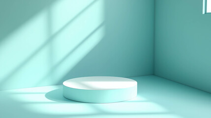 Poster - Basic 3D Product Stand with Clean Edges in a Soft Pastel Room Setting