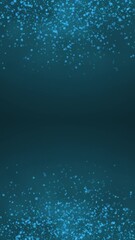 Poster - Blue glowing circles particles flying at the top and bottom of a dark abstract background, smoke effect, vertical composition. Loop animation footage for graphic design.