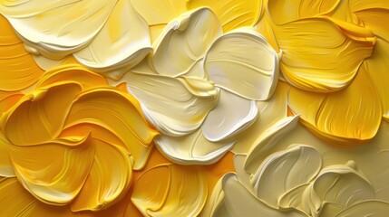 Poster - A close-up of thickly applied yellow and white paint, creating a textured, abstract surface.