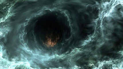 Poster - A swirling vortex of dark clouds with hints of orange, evoking a sense of mystery.