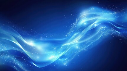 Poster - abstract blue background with shiny lines and space for text, vector illustration