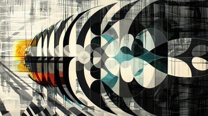 Poster - Abstract geometric design with flowing shapes and contrasting colors.