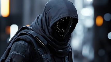 Poster - hooded hacker solar winds hack concept.