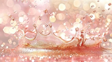 Poster - A splash of water creating a crown shape amidst a soft, shimmering background.