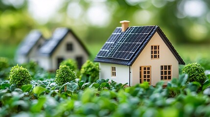 Aufkleber - Decentralized energy system featuring a network of interconnected renewable energy nodes and smart devices Stock Photo with side copy space