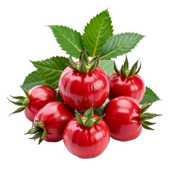 Wall Mural - Shiny red cherry tomatoes on leaves