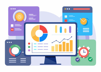 Wall Mural - Department managers analyze sales data, identify trends, and make adjustments to inventory and staffing levels to optimize performance.