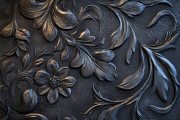 Poster - Intricate embossed matte ceramic texture featuring floral designs and detailed patterns