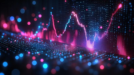 Poster - Dynamic renewable energy graphs illustrating load balancing solutions in grid management systems Stock Photo with side copy space