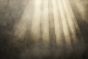 Aufkleber - Subtle sun rays pierce through a calming mist at dawn, creating a serene atmospheric texture perfect for relaxation and inspiration