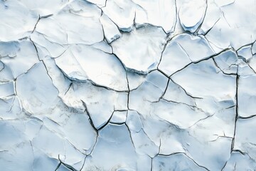 Poster - Textured thick ice sheet showcasing intricate layered cracks beneath a cold winter sky