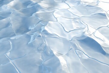 Poster - Texture of a frozen river showcasing cracked and smooth ice patches under clear blue sky
