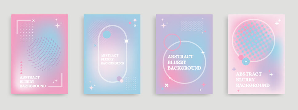 Simple and soft style flyer on blurry background with stars and geometric shapes