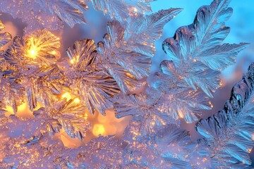 Poster - Exquisite texture of ice featuring trapped frozen bubbles in a captivating display of light and color