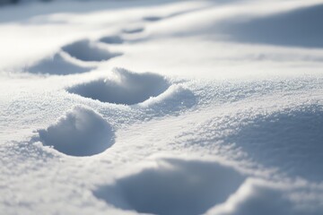 Poster - Tracks in the snow reveal the quiet beauty of an icy landscape in winter