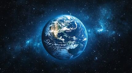 Wall Mural - the earth in space a blue night sky with stars
