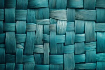 Poster - Deep teal woven texture displaying intricate patterns of layered materials in natural light