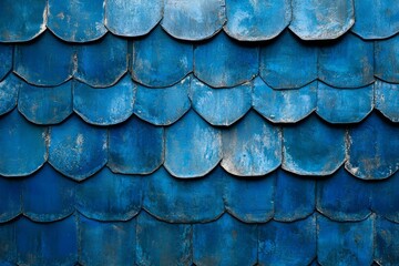 Aufkleber - Beautiful texture of layered blue shingles created in an artistic design showcasing intricate craftsmanship and rich color variations