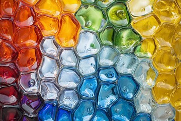 Poster - Textured bubble-filled glass displaying vibrant rainbow colors and small air pockets in intricate patterns