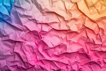 Poster - Crumpled holographic paper texture with sharp folds in vibrant shades of pink and blue