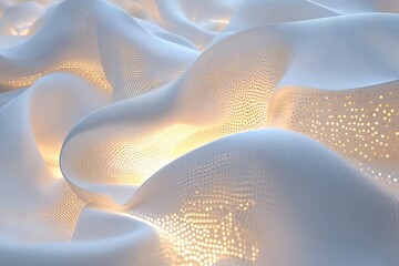 Poster - Gentle light reflections dancing on a smooth, textured surface in a serene environment