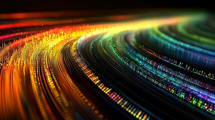 Poster - Abstract Colorful Light Trails Data Stream Visualization