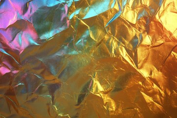 Aufkleber - Textured holographic gold foil with vibrant rainbow reflection creating an eye-catching visual display