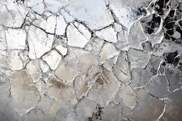 Poster - Texture of ice-like glass featuring intricate frozen cracks and patterns in a frozen landscape