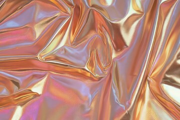 Poster - Iridescent smooth surface texture with fluid-like folds reflecting light in warm colors