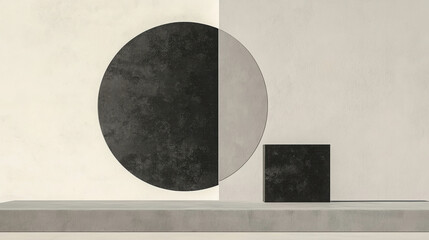 Poster - Modern Minimalist Geometric Design with Circular and Square Shapes