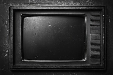 Poster - Vintage CRT television screen with static texture reflecting retro technology aesthetic and nostalgia