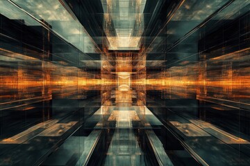Aufkleber - Reflective textures of skyscraper glass create a mesmerizing visual depth and complexity in modern architecture