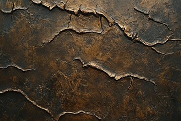 Poster - Rough oak bark texture with deep crevices showcasing natural patterns and earthy tones