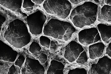 Aufkleber - Rough volcanic rock texture showcasing porous patterns and intricate natural formations found in a geological landscape