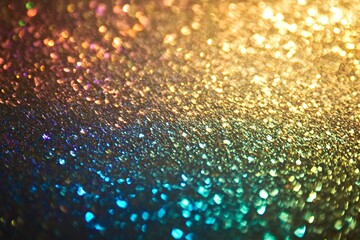 Poster - Shiny holographic foil texture displaying vibrant rainbow colors in a soft gradient pattern under natural light
