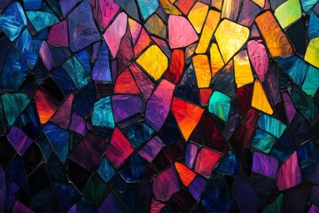 Poster - Vibrant stained glass mosaic texture showcasing a blend of colors and patterns