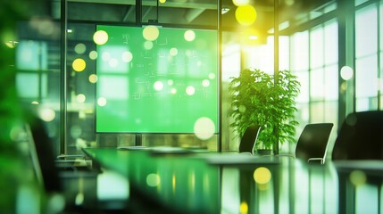 Poster - Modern Conference Room with Green Board and Natural Light Reflection