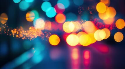 Poster - Vibrant Bokeh Lights Colorful Abstract Background of City Night Scene