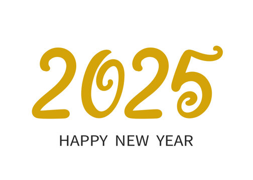 New Year 2025 Hand Lettering Banner Vector Numbers