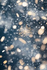 Wall Mural - On New Year's Eve, an Stock image features a blue and gold abstract background enhanced with bokeh.