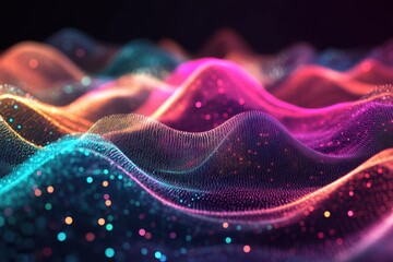 Poster - abstract colorful particle wave background. (1)