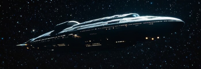 Wall Mural - a large space ship is flying through the sky