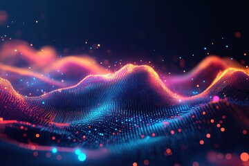 Poster - abstract digital wave with glowing particles. (5)