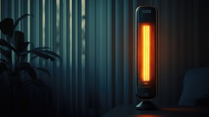 Wall Mural - Warm Radiance from a Modern Heater in a Cozy Evening Setting