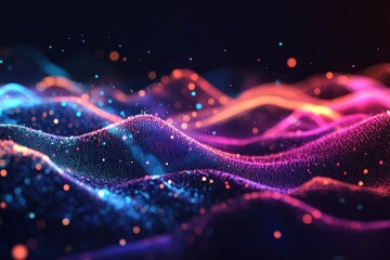 Poster - Abstract colorful particle wave background. (2)