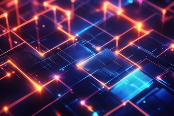 Poster - Abstract digital network glowing lines and nodes. (5)