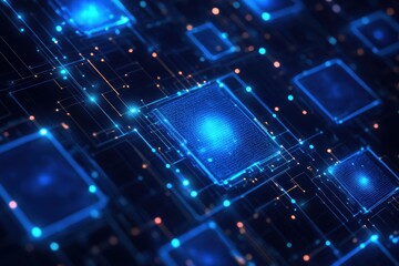 Poster - Abstract glowing digital circuit board.