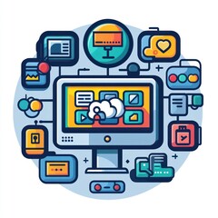 Poster - Computer Network System Showing Data Cloud Storage Access